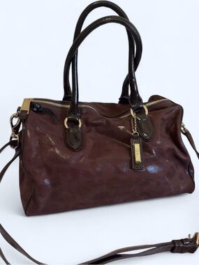 Cole Haan Brown Leather Satchel Bag with Gold Hardware